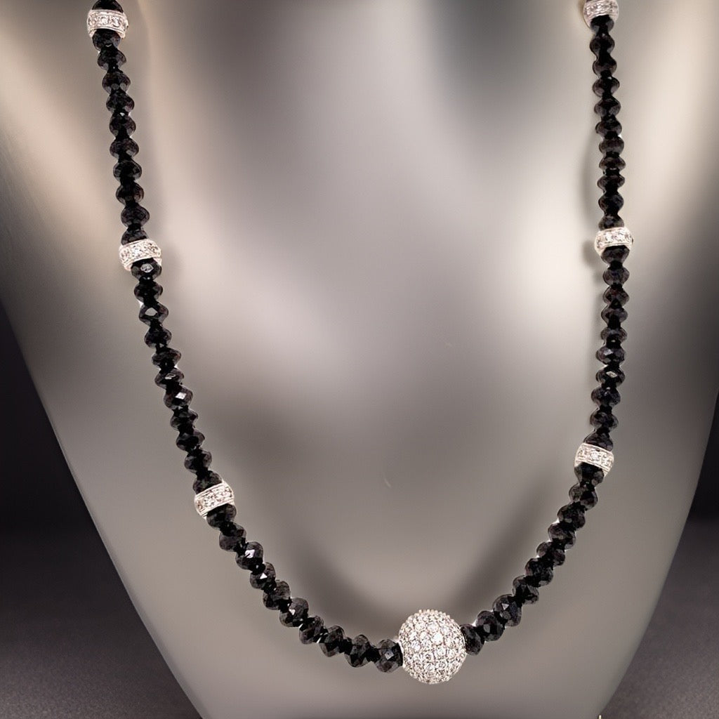 Diamond Beaded Necklace 34.15 Twc 18k Gold 16 in Certified $7,950 920472 - Certified Fine Jewelry