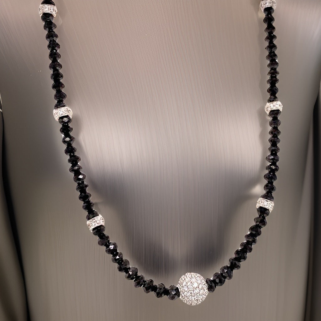 Diamond Beaded Necklace 34.15 Twc 18k Gold 16 in Certified $7,950 920472