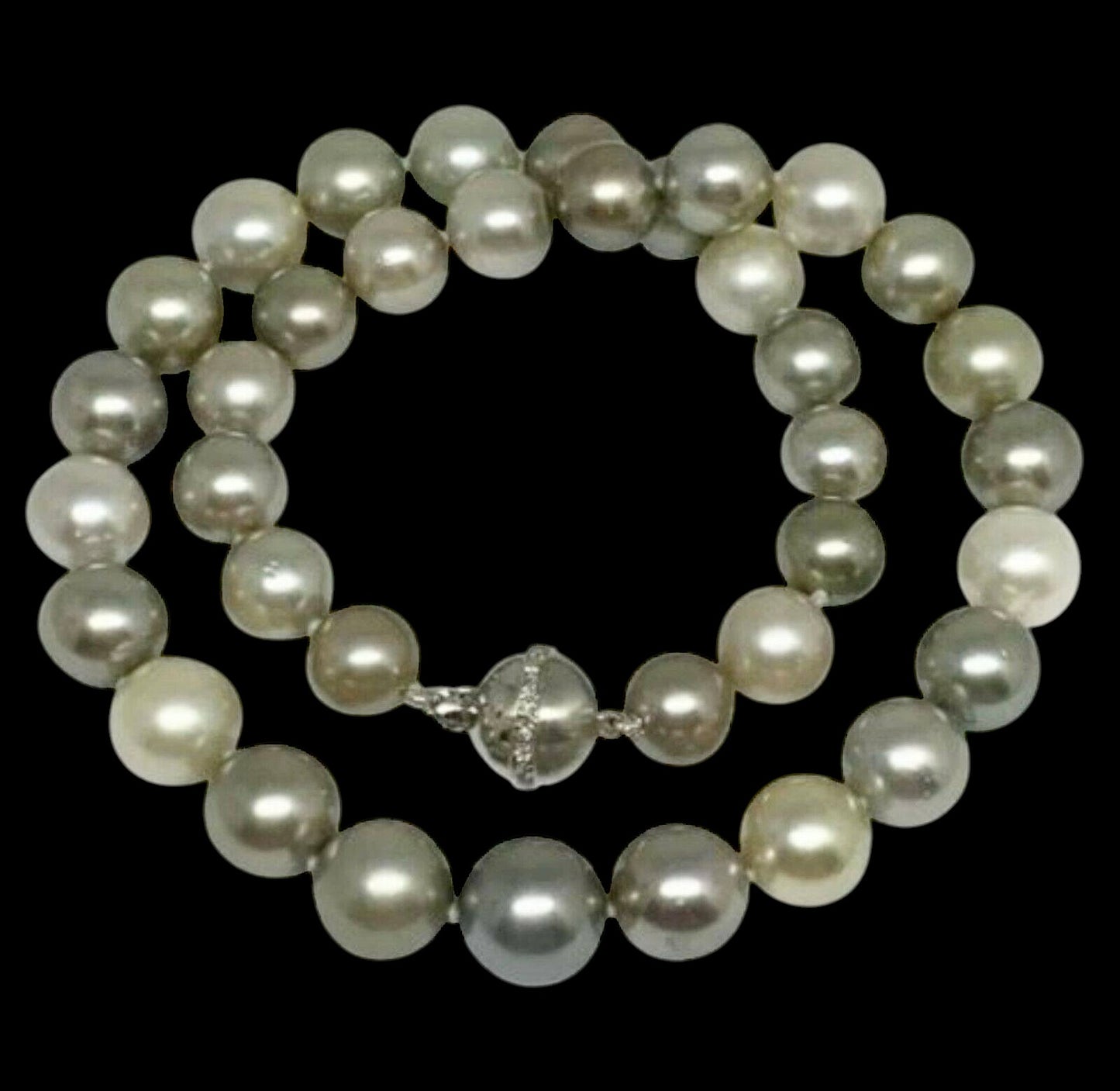 Diamond South Sea Pearl Necklace 14k Gold 11.46 mm 16.25" Certified $12,500 813013