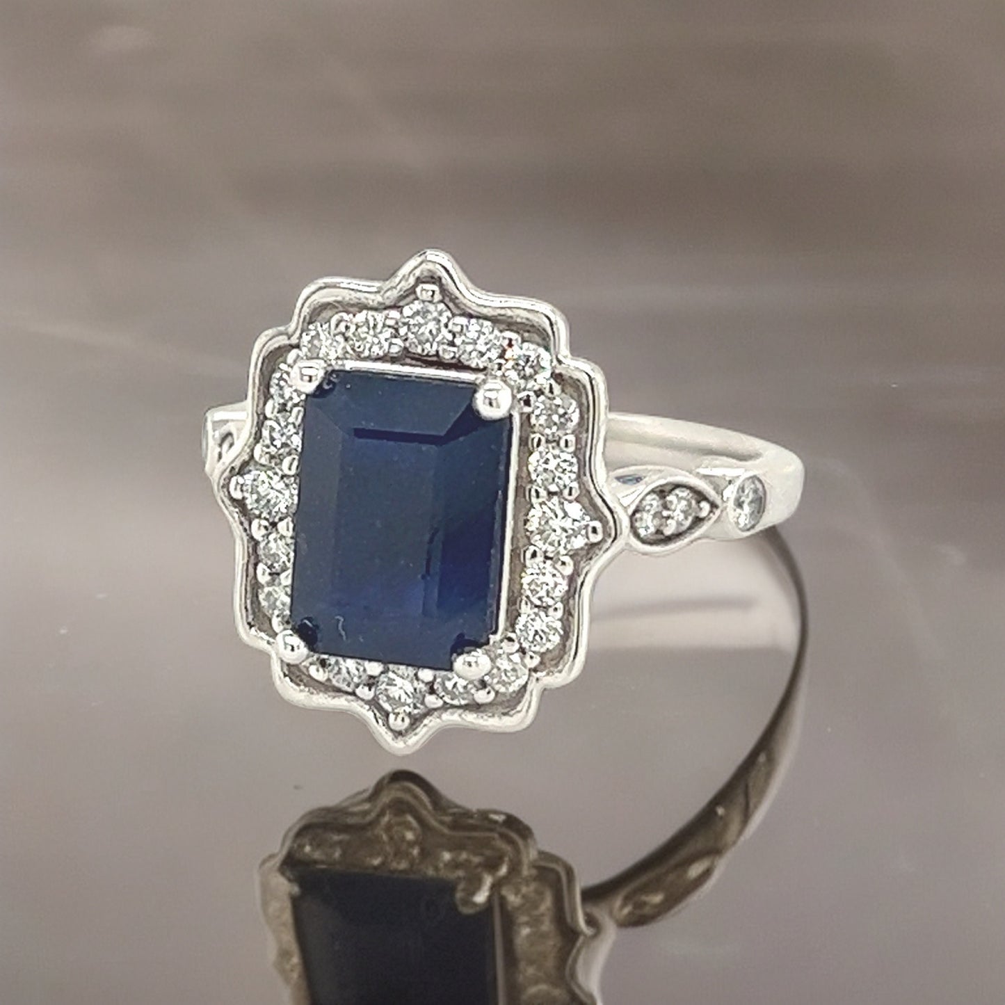 Natural Sapphire Diamond Ring 6.5 14k White Gold 3.51 TCW Certified $2,950 300214