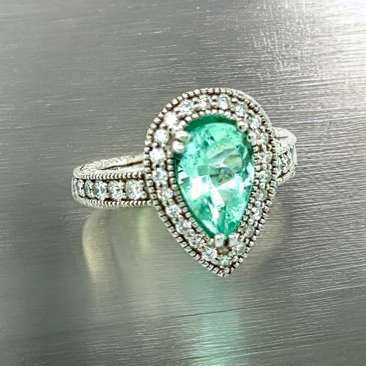 Natural Colombian Emerald Diamond Ring Size 6.5 14k W Gold 3.27 TCW Certified $7,950 216675 - Certified Fine Jewelry