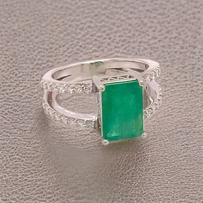 Natural Emerald Diamond Ring 14k Gold 2.85 TCW Size 7 Certified $5,970 111873