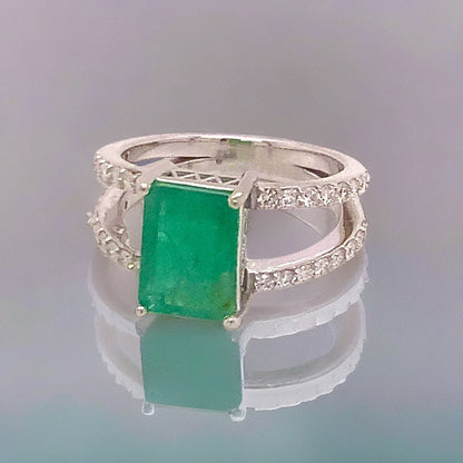 Natural Emerald Diamond Ring 14k Gold 2.85 TCW Size 7 Certified $5,970 111873