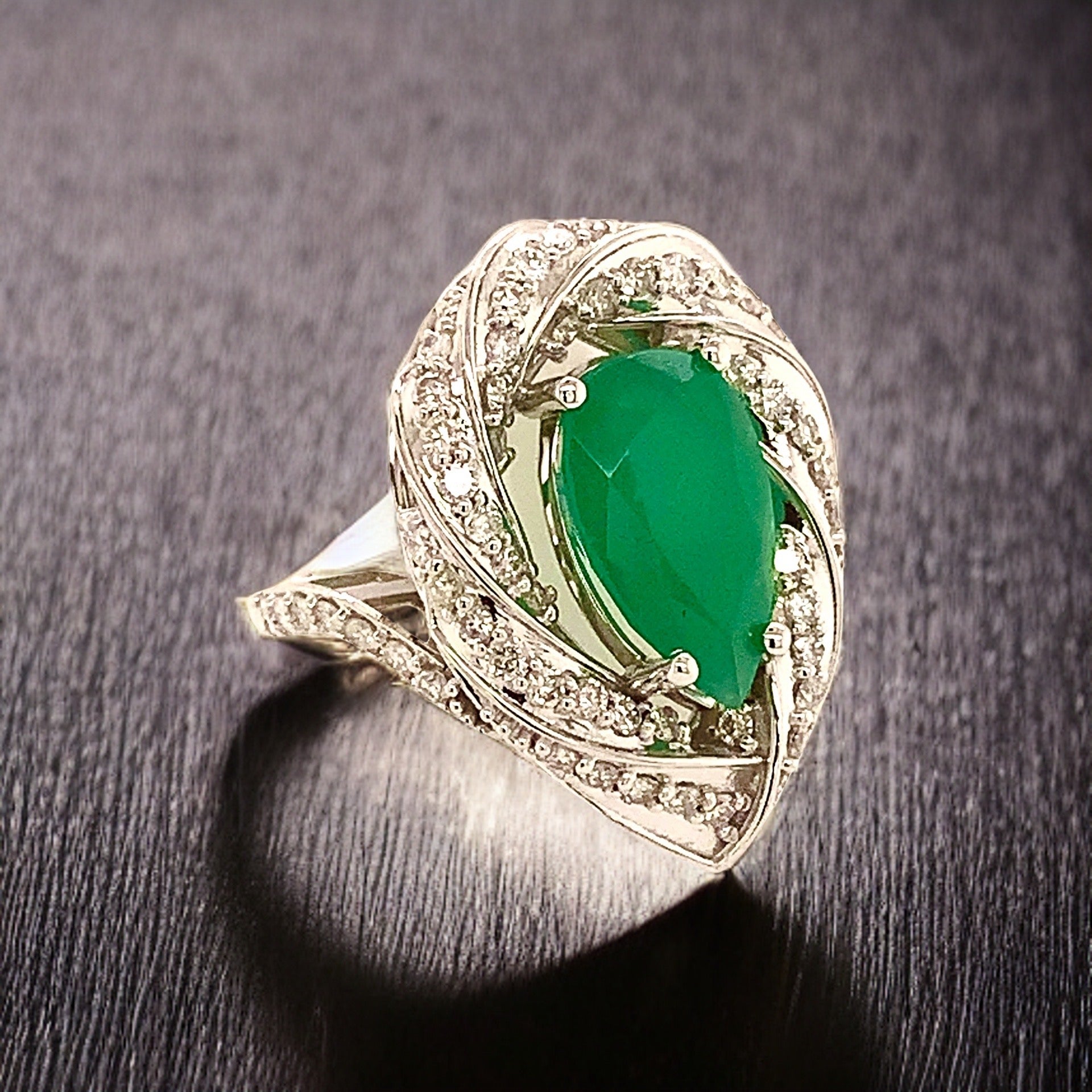 Natural Emerald Diamond Ring Size 6.75 14k Gold 6.1 TCW Certified $6,950 114425 - Certified Fine Jewelry