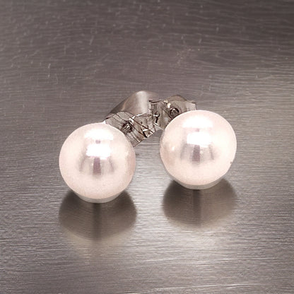 Akoya Pearl Earrings 14k White Gold 7.42 mm Certified $699 015871