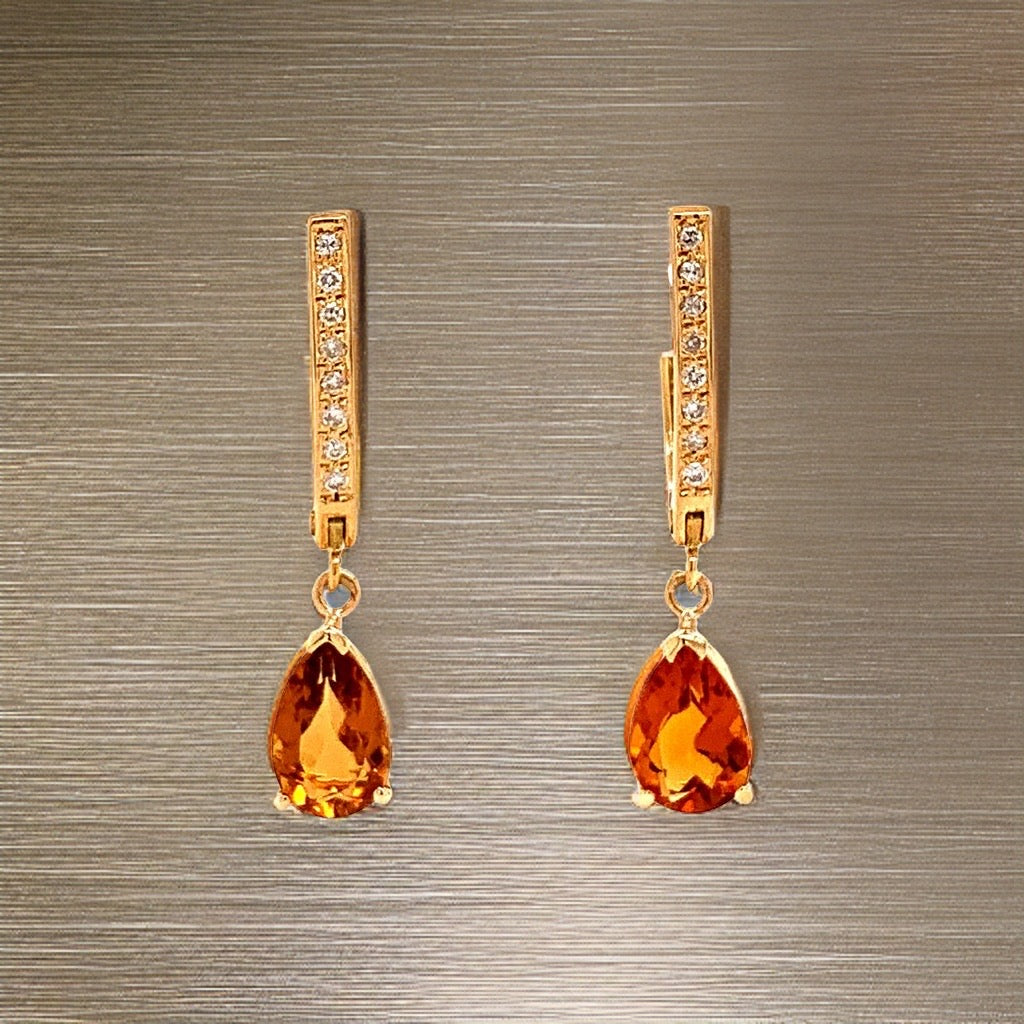 Citrine Diamond Earrings 14k Gold 3.79 TCW Women Certified $1,490 820452 - Certified Fine Jewelry