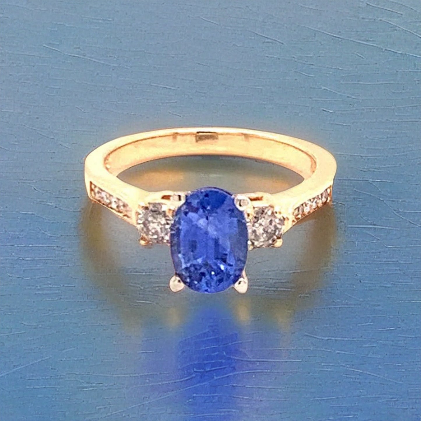 Diamond Blue Sapphire Ring 14k Gold Women Certified $4,950 915310