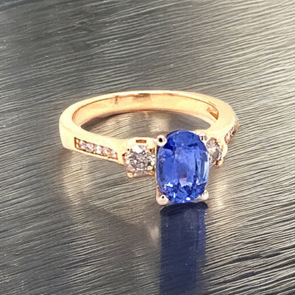 Diamond Blue Sapphire Ring 14k Gold Women Certified $4,950 915310 - Certified Fine Jewelry