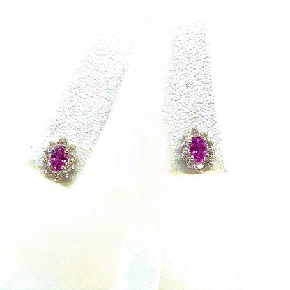 Diamond Sapphire Earrings 18k Gold Stud .90 CTW Certified $2,490 921516