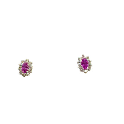 Diamond Sapphire Earrings 18k Gold Stud .90 CTW Certified $2,490 921516