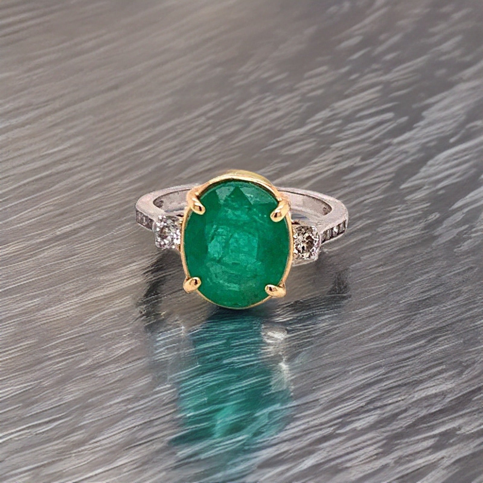 Diamond Emerald Ring 14k Gold 6.65 TCW Women Certified $5,950 915309 - Certified Fine Jewelry