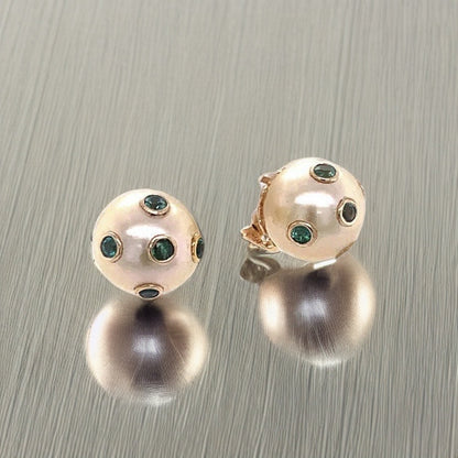 South Sea Pearl Emerald Earrings 18k Gold Certified $5,950 011911