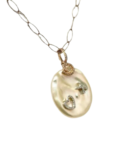 Diamond Fresh Water Pearl Necklace 14k Gold Pendant 16.25" Italy Certified $2,950 910819
