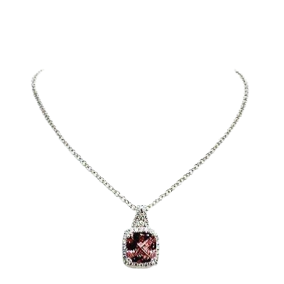 Diamond Rubellite Tourmaline Necklace 5.47 CT 18k Gold Certified $5,590 921150 - Certified Fine Jewelry