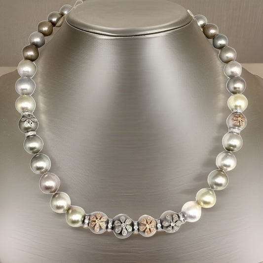 Diamond South Sea Pearl Necklace 12.80 mm 17.5" Certified $14,950 910878 - Certified Fine Jewelry