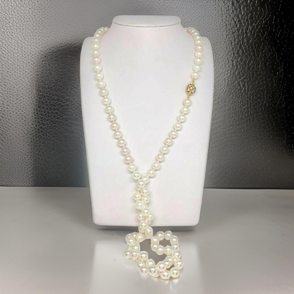 Diamond Akoya Pearl Necklace 14k Gold 8.5 mm 36 in Certified $9,750 010932