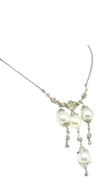 Diamond South Sea Pearl Necklace 18k Gold 11.45 mm 17.5" Certified $6,950 822583