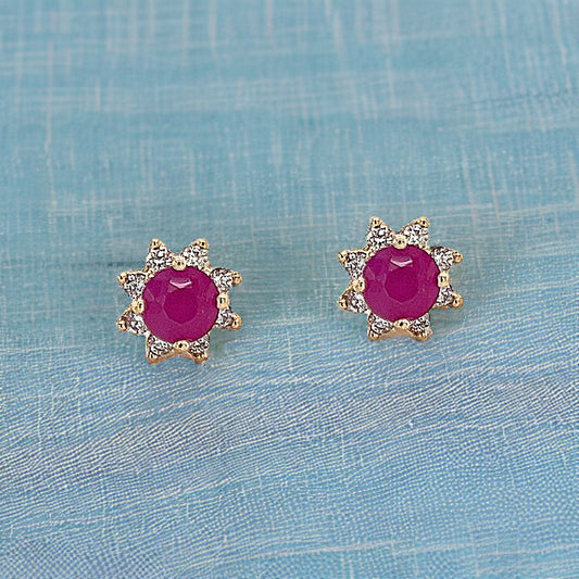 Natural Ruby Diamond Earrings 14k Gold 1.25 TCW Certified $2,290 210748 - Certified Fine Jewelry