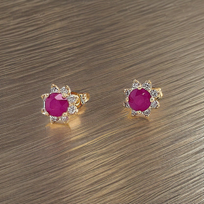 Natural Ruby Diamond Earrings 14k Gold 1.25 TCW Certified $2,290 210748