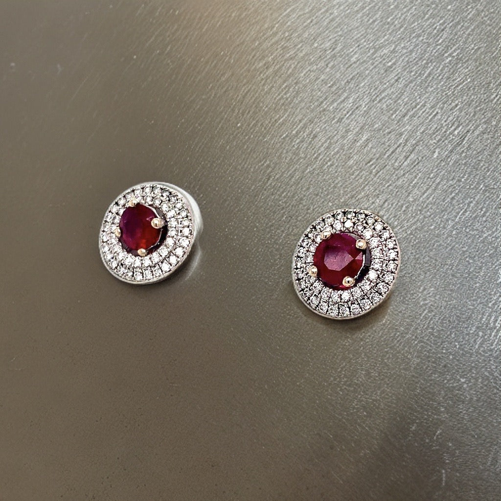 Diamond Ruby Earrings 18 KT White Gold 1.36 TCW Certified $3,950 017701 - Certified Fine Jewelry