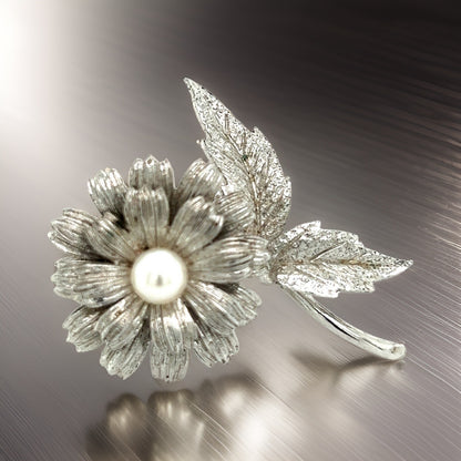 Mikimoto Estate Akoya Pearl Brooch Pin Sterling Silver 6.16 mm M321