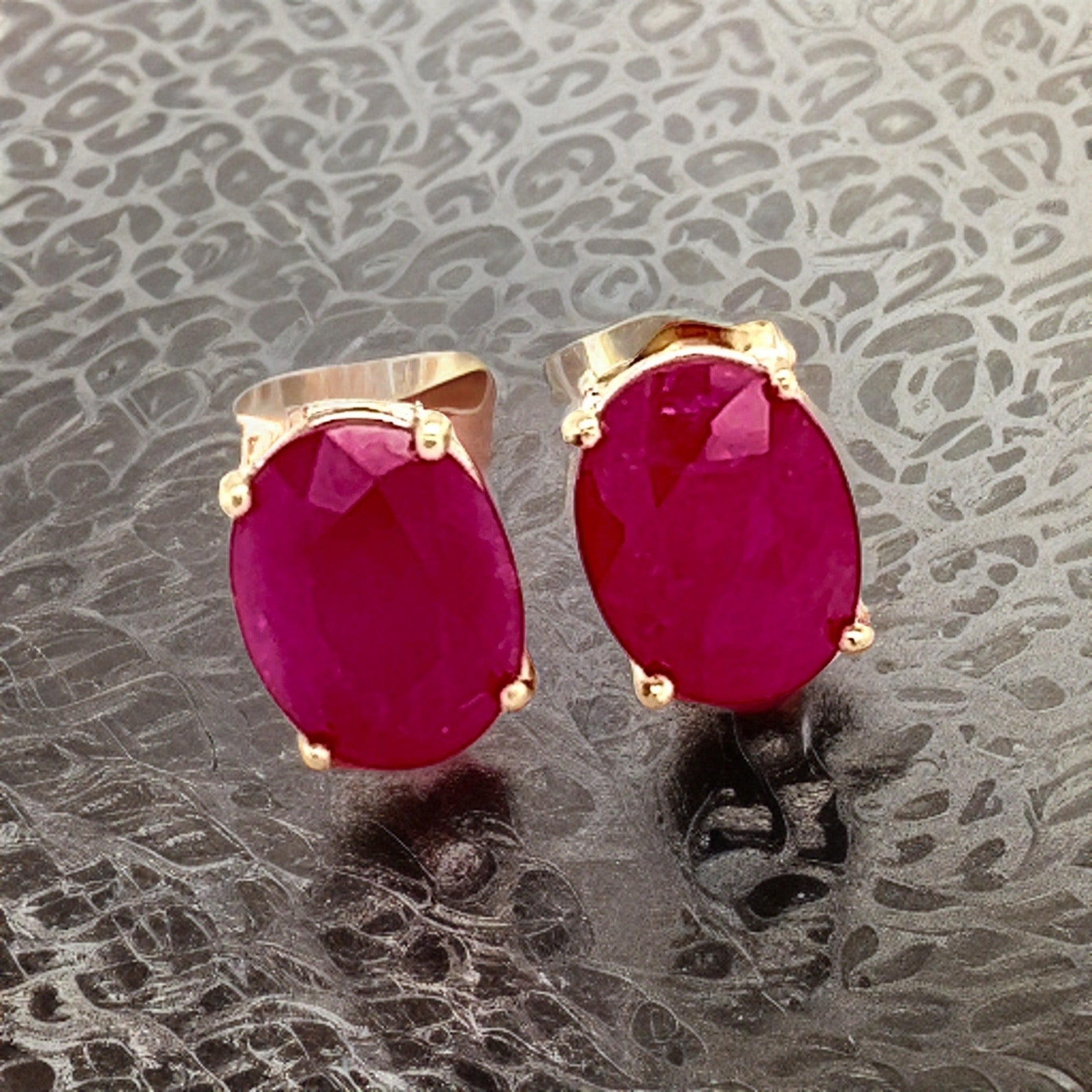 Natural Ruby Stud Earrings 14k Gold 6.75 TCW Certified $3,790 210751 - Certified Fine Jewelry