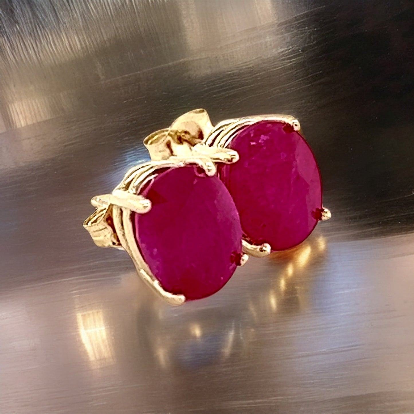 Natural Ruby Stud Earrings 14k Gold 6.75 TCW Certified $3,790 210751