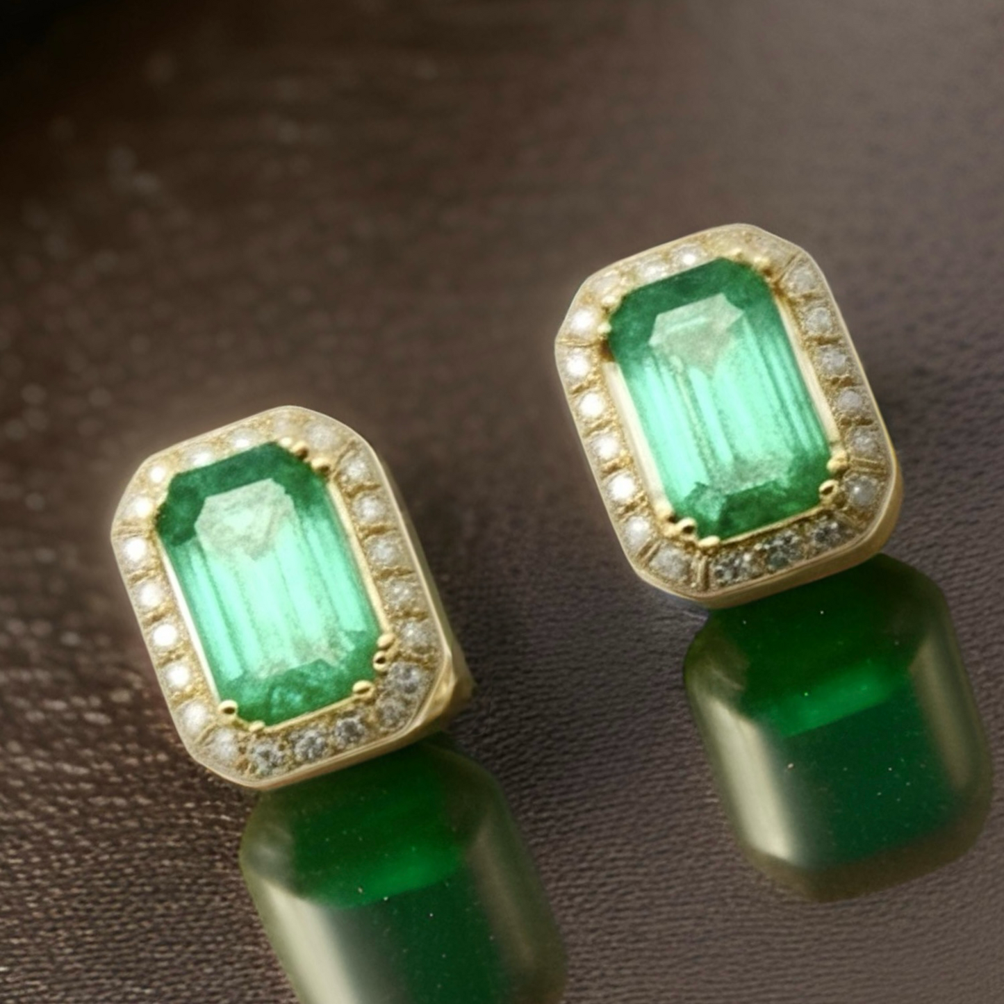 Natural Emerald Diamond Stud Earrings 14k Y Gold 1.85 TCW Certified $3,950 111884