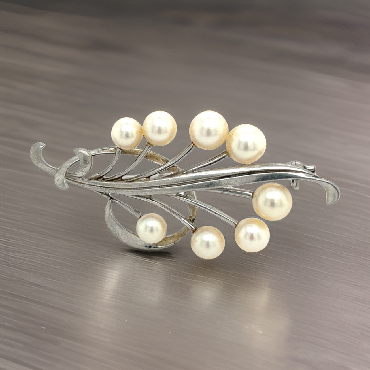 Mikimoto Estate Akoya Pearl Brooch Pin Sterling Silver 7.10 mm M277 - Certified Fine Jewelry