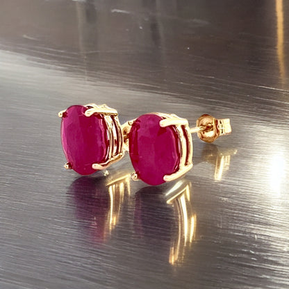 Natural Ruby Stud Earrings 14k Gold 6.75 TCW Certified $3,790 210751