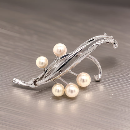 Mikimoto Estate Akoya Pearl Brooch Pin Sterling Silver 6.6mm 5.43 gr M185