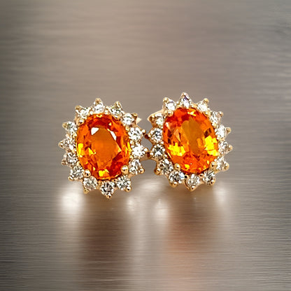 Natural Sapphire Diamond Stud Earrings 14k Gold 3.5 TCW Certified $5,950 211886