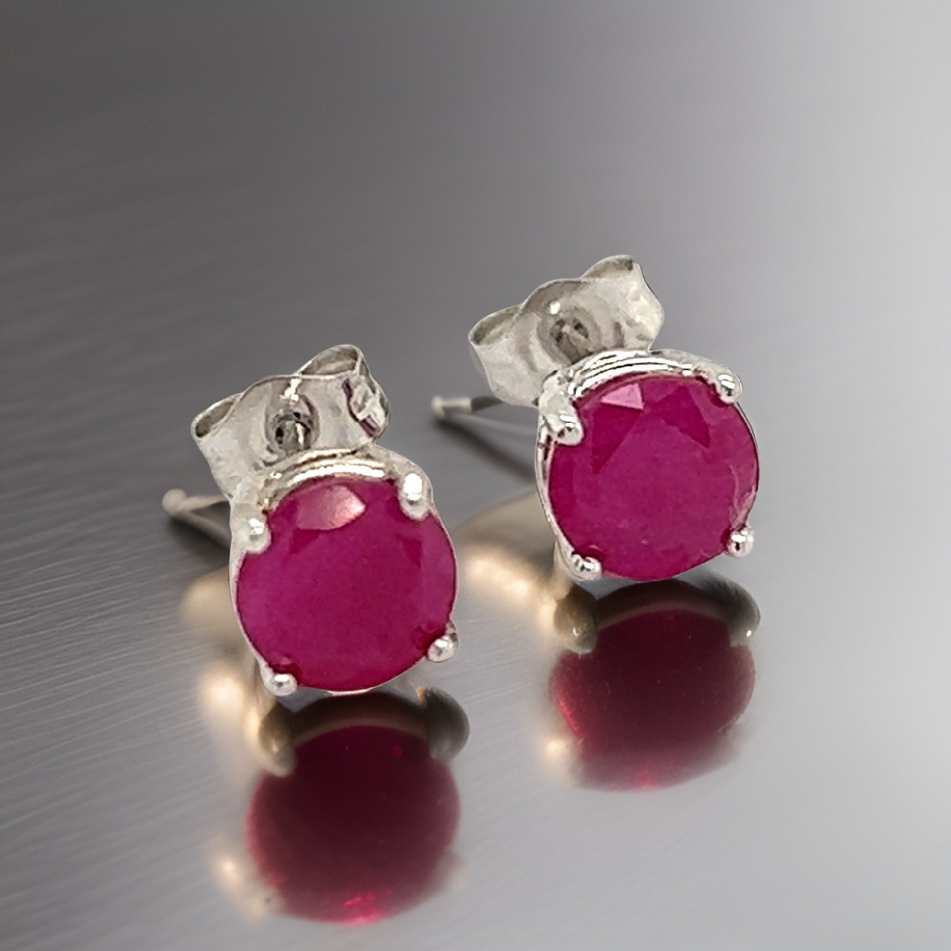 Natural Ruby Stud Earrings 14k Gold 1.91 TCW 1.28 Grams Certified $2,290 210750 - Certified Fine Jewelry