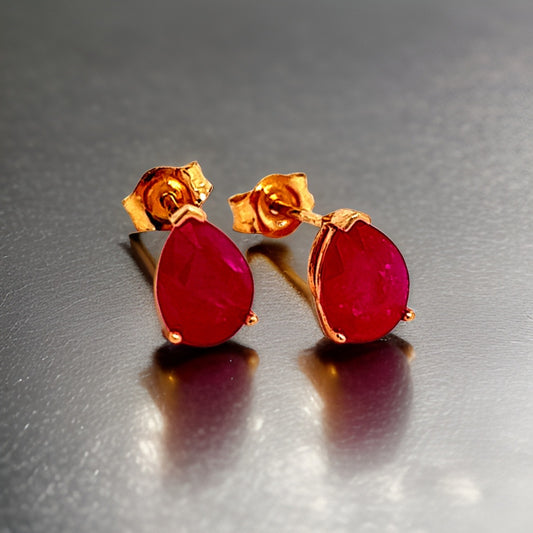 Natural Ruby Stud Earrings 14k Gold 3.68 mm 2.40 TCW Certified $2,090 215093