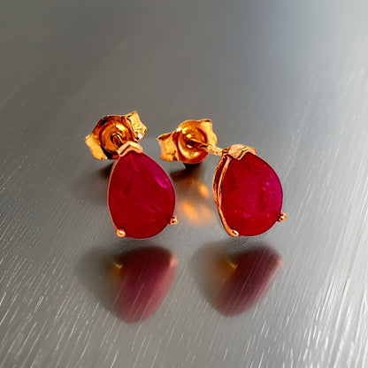 Natural Ruby Stud Earrings 14k Gold 3.68 mm 2.40 TCW Certified $2,090 215093 - Certified Fine Jewelry