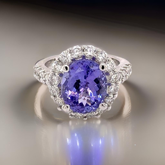 Tanzanite Diamond Ring 14 kt 5.30 TCW Certified $6,950 013306