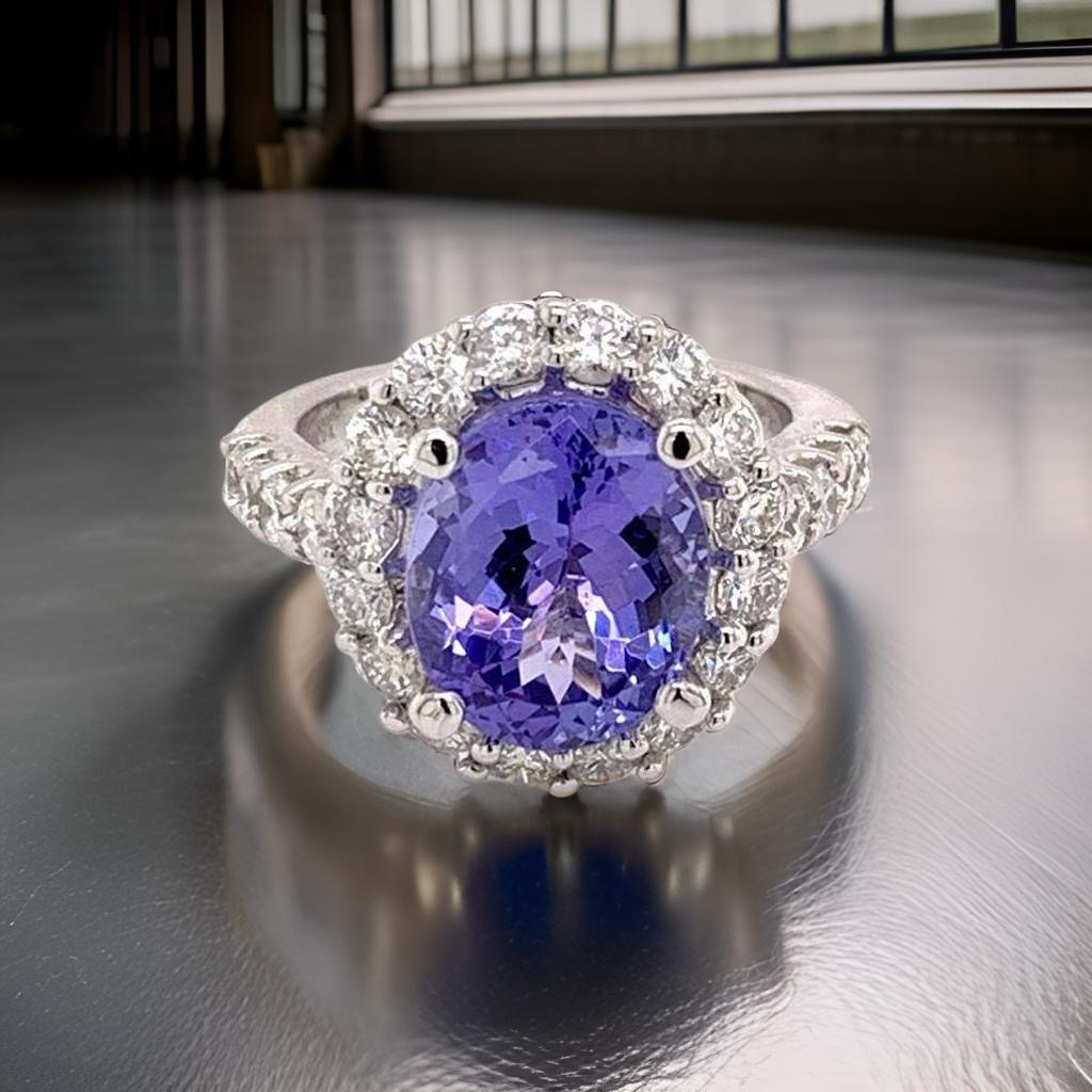 Tanzanite Diamond Ring 14 kt 5.30 TCW Certified $6,950 013306