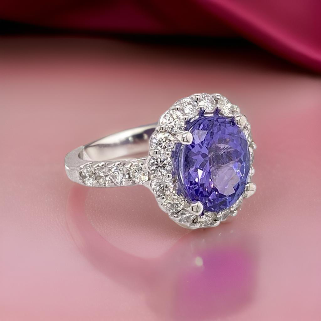 Tanzanite Diamond Ring 14 kt 5.30 TCW Certified $6,950 013306