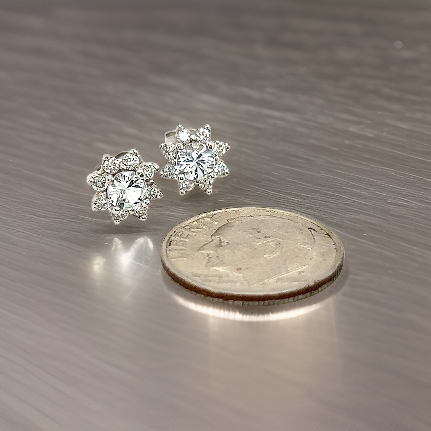 Natural Sapphire Diamond Halo Stud Earrings 14k Gold 1.02 TCW Certified $3,950 121426 - Certified Fine Jewelry