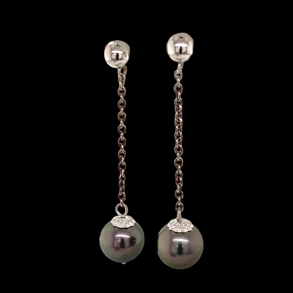 Tahitian Pearl 14k Gold Earrings Certified $899 013380