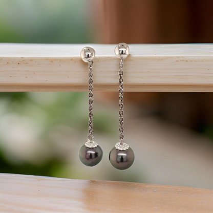 Tahitian Pearl 14k Gold Earrings Certified $899 013380