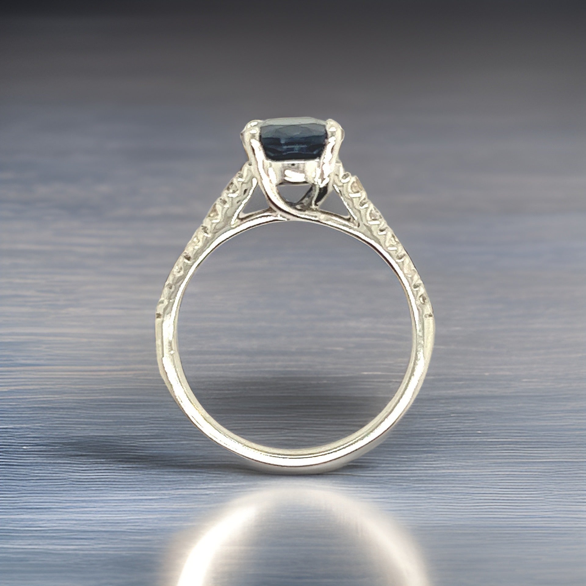 Natural Sapphire Diamond Ring Size 7 14k W Gold 3 TCW Certified $2,990 216680 - Certified Fine Jewelry