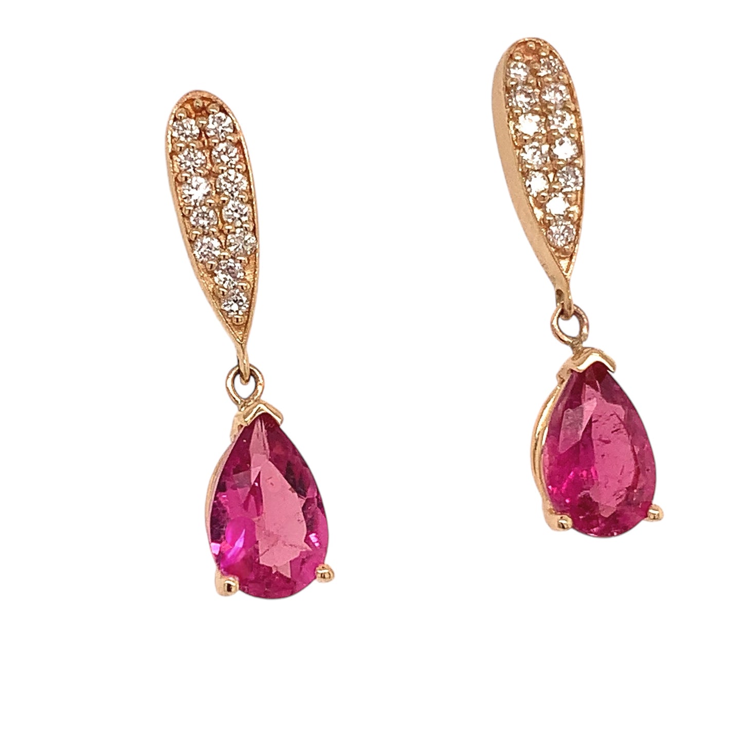 Natural Tourmaline Rubellite Diamond Earrings 14k Gold 1.60 TCW Certified $3,090 018673