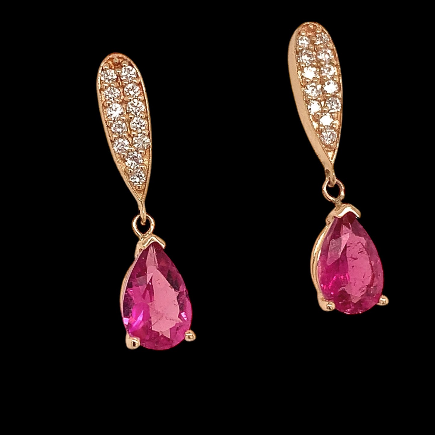 Natural Tourmaline Rubellite Diamond Earrings 14k Gold 1.60 TCW Certified $3,090 018673