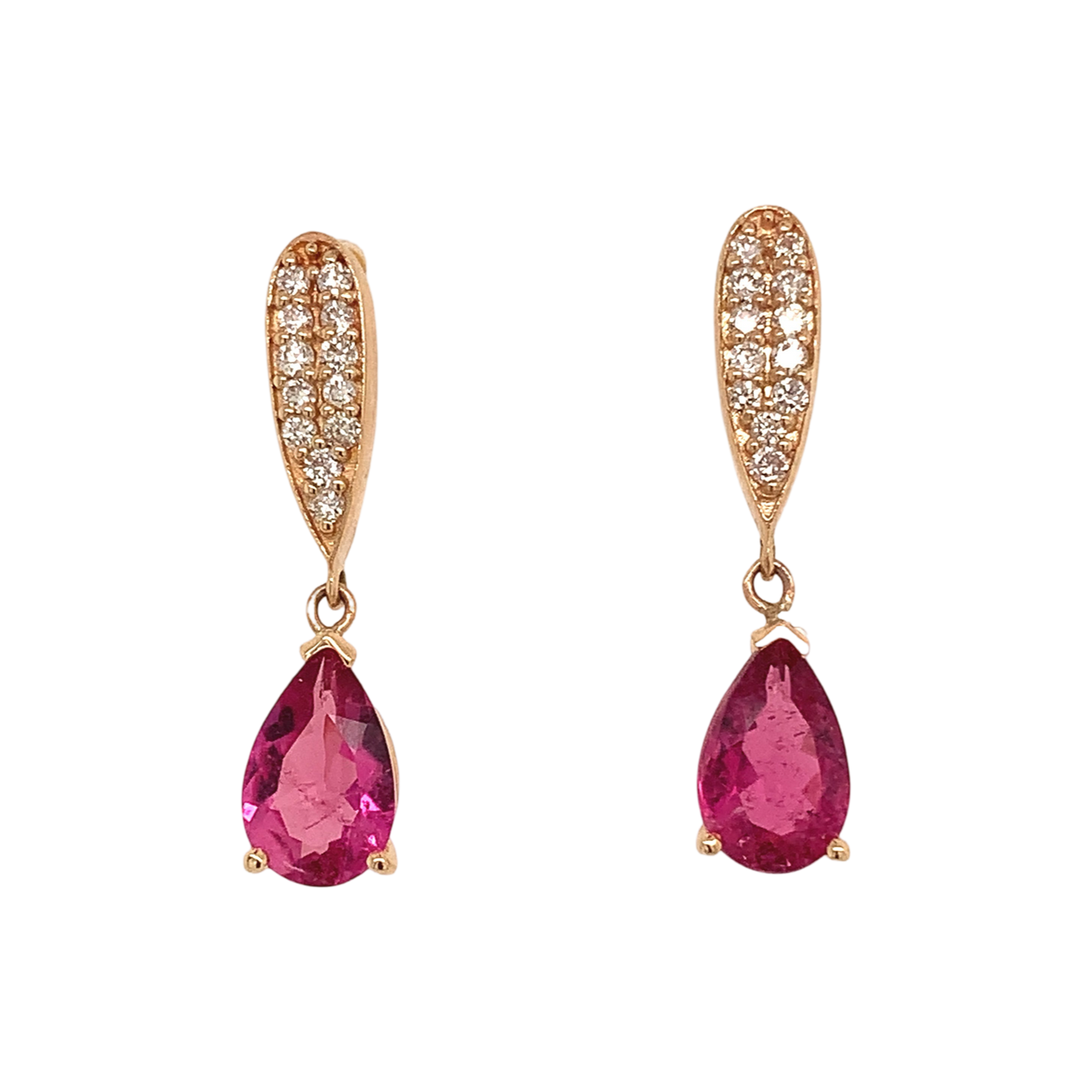 Natural Tourmaline Rubellite Diamond Earrings 14k Gold 1.60 TCW Certified $3,090 018673