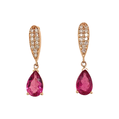 Natural Tourmaline Rubellite Diamond Earrings 14k Gold 1.60 TCW Certified $3,090 018673