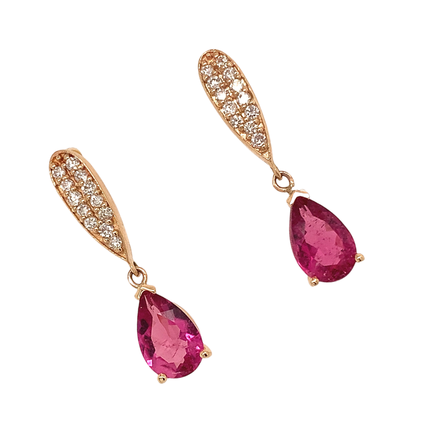 Natural Tourmaline Rubellite Diamond Earrings 14k Gold 1.60 TCW Certified $3,090 018673