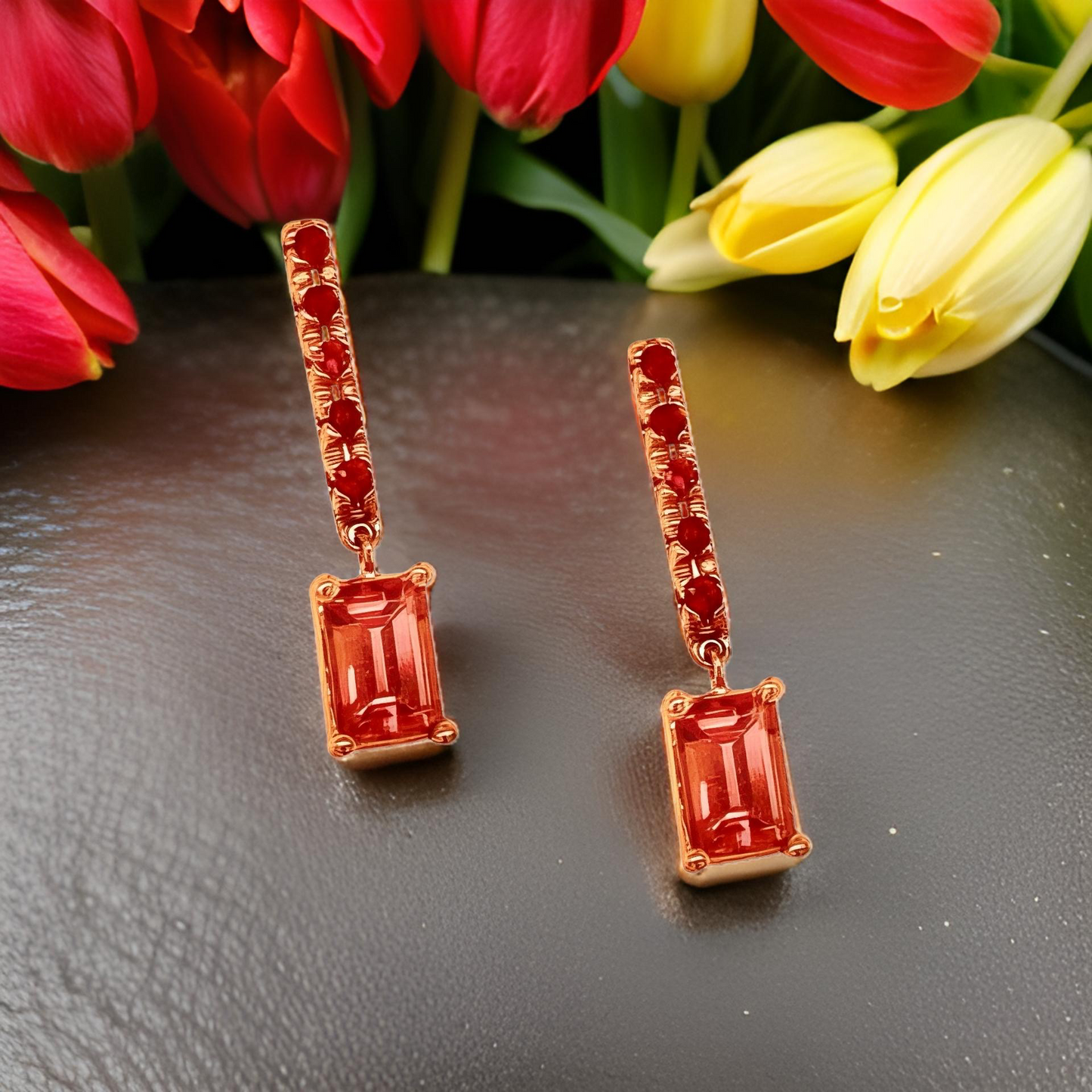 Rubellite Tourmaline Ruby Earrings 14k Gold 1.25 TCW Certified $3,950 018676