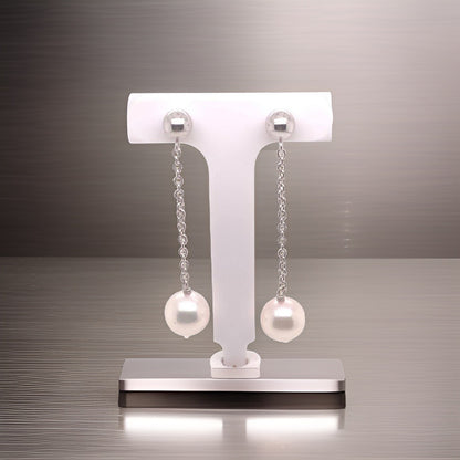 Akoya Pearl Earrings 14 KT White Gold 8.36 mm Certified $990 017537