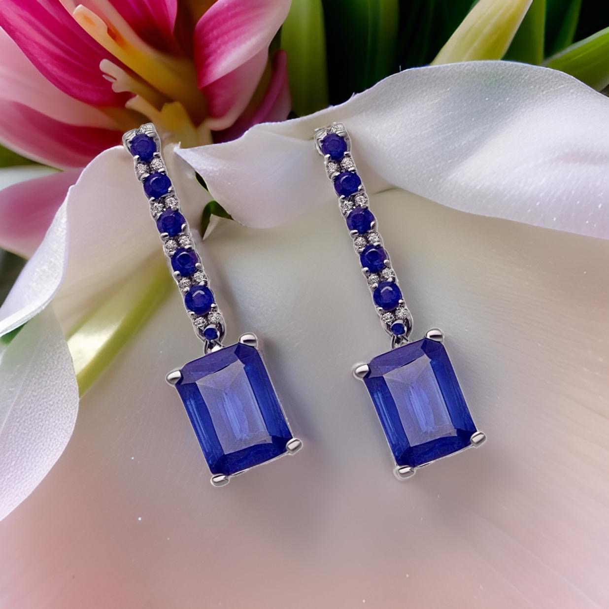 Natural Sapphire Dangle Earrings 14k Gold 2.01 TCW Certified $3,950 018682